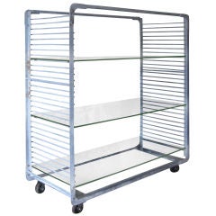 Industrial Storage Rack with Glass Shelves