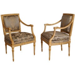 A Pair of 18th Century Neoclassical Swedish Fauteuils.