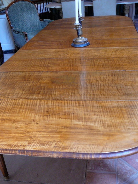 20th Century Curly Maple Extending Dining Table