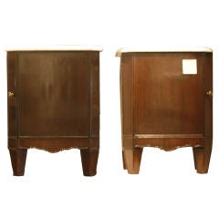 Pair of White Marble & Mahogany Side Tables