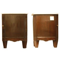 Pair of White Marble 
Mahogany Side Tables