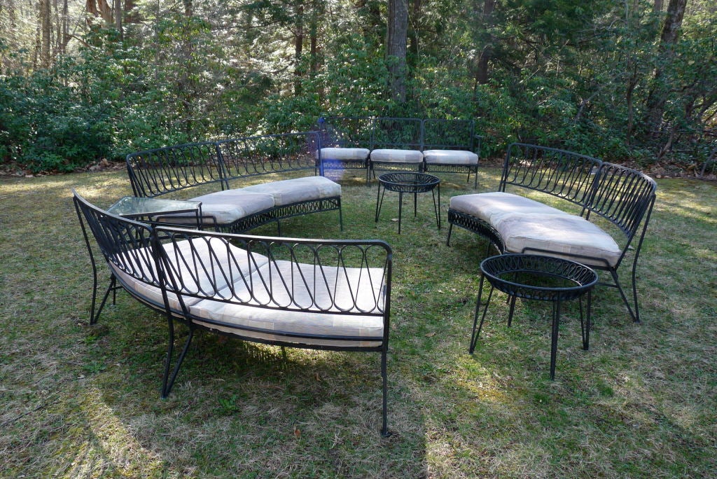 RARE LARGE SEATING GROUP SET AND TABLES BY SALTERINI 1