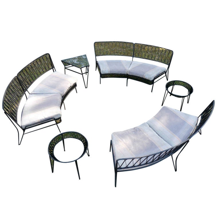 RARE LARGE SEATING GROUP SET AND TABLES BY SALTERINI