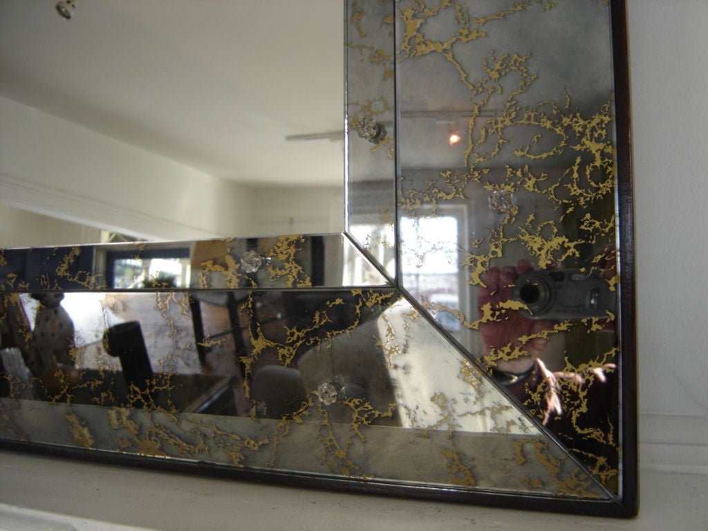 Beautiful large Mirror with gold viened beveled frame