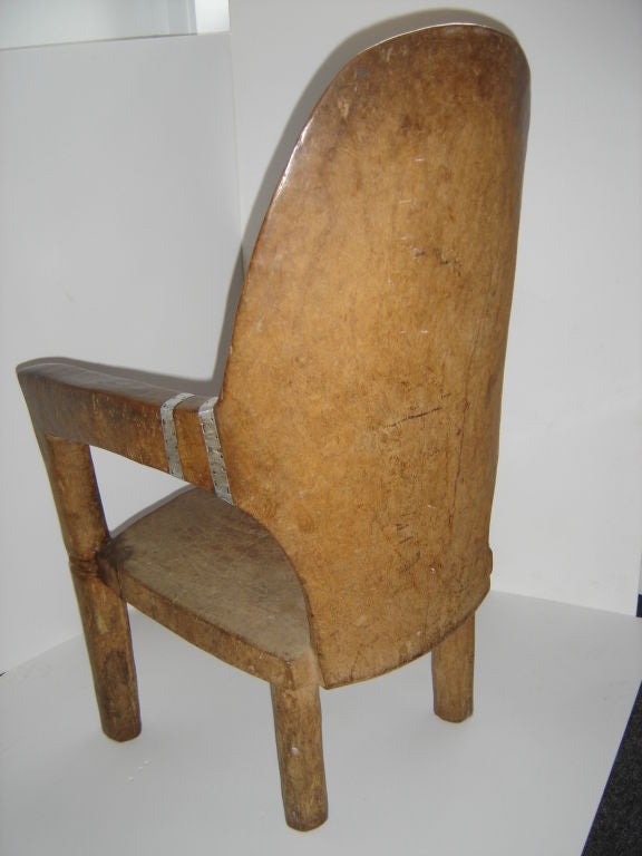 African mid century carved tree trunk chair