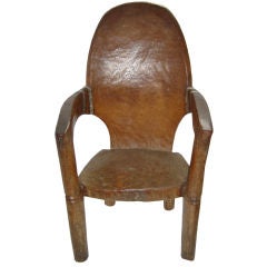 African mid century carved tree trunk chair