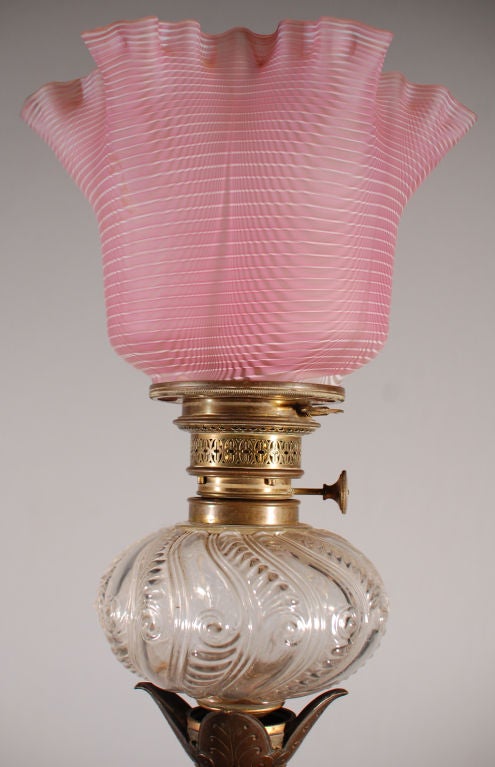 French Pair of Kerosene Bronze Lamps For Sale