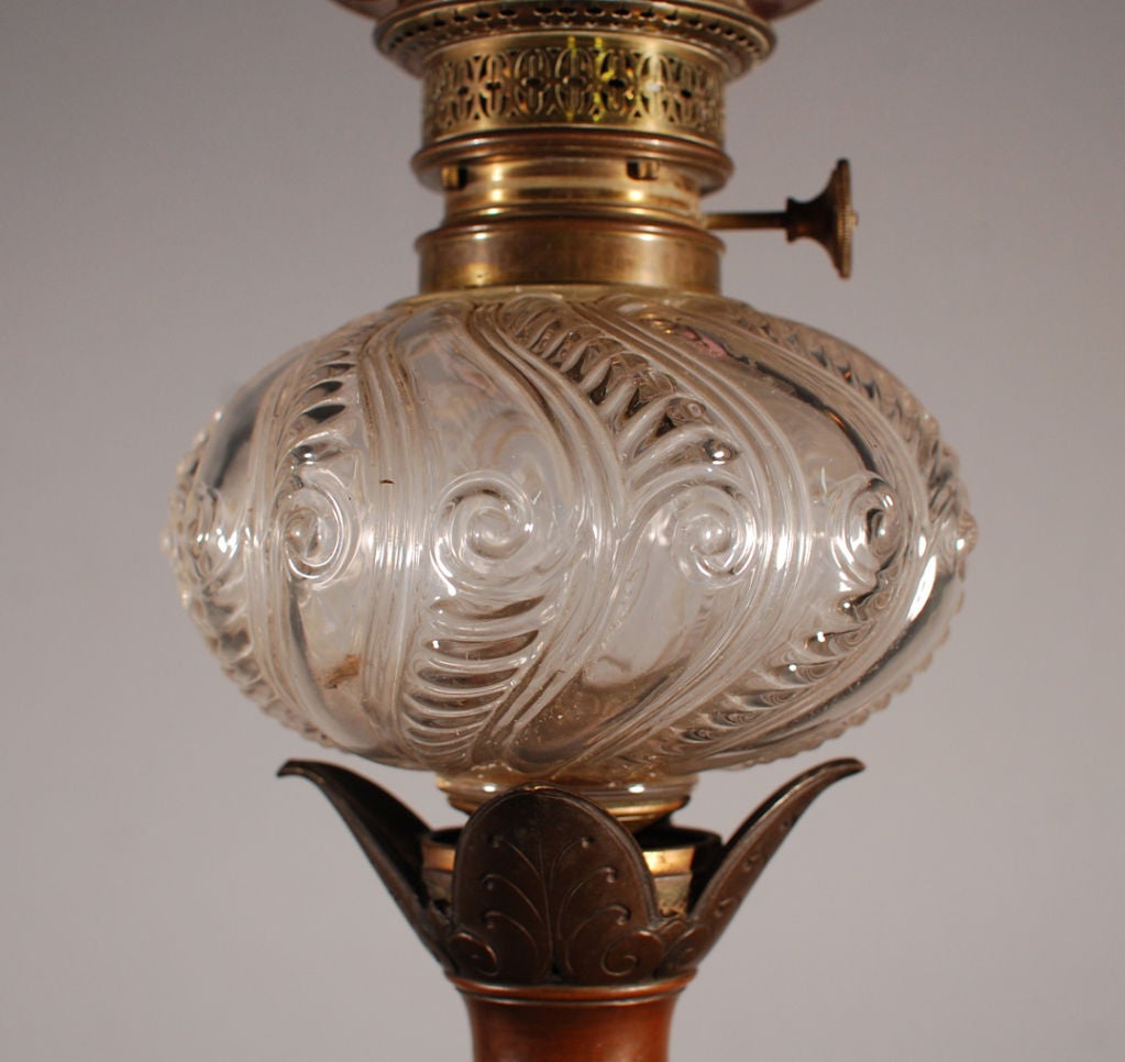 19th Century Pair of Kerosene Bronze Lamps For Sale