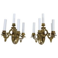 Pair of 5 Arm Bronze Wall Sconces
