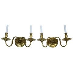 Pair of Cast Brass Flemish Style Sconces