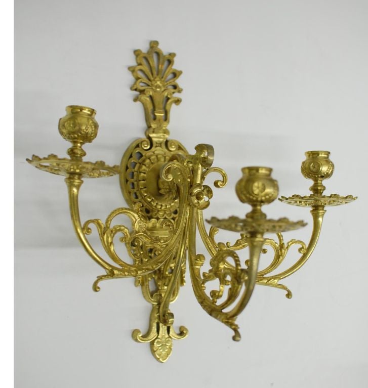 Pair of 3 arm Roccoco Cast Sconce