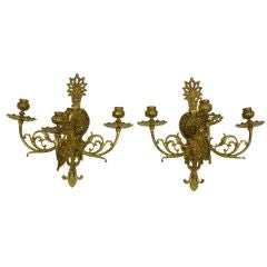 Pair of 3 arm Roccoco Cast Sconce