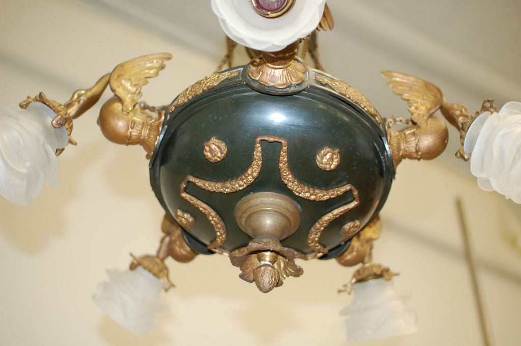 5 Arm Empire Style With Rosette Flower Glass