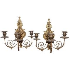 Pair of 3 Arm Brass Sconces