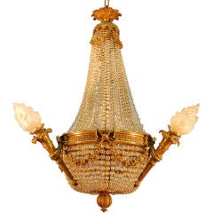 Antique Empire Revival Style Chandelier with 3 Torch Side Lights