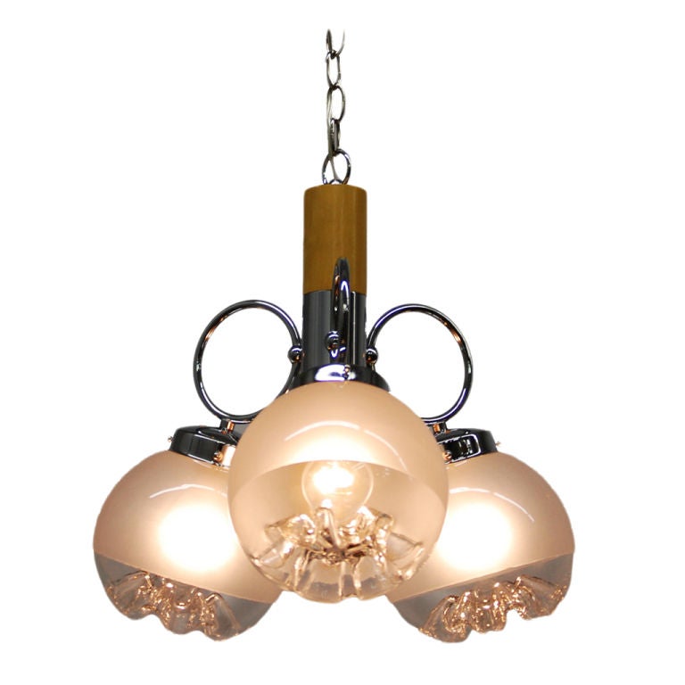 Contemporary Wood and Blown Glass Lighting Fixture For Sale at 1stDibs