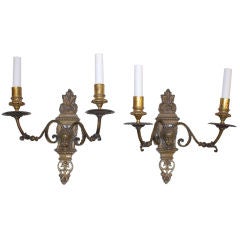 Pair of 2 Arm Sconce with Cherub Face