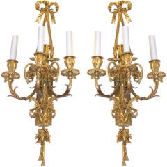 Pair of 3 Arm Sconce with Bow