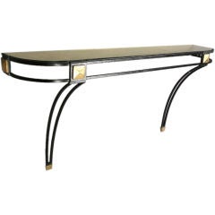 Long Wrought Iron Console with Gold Leafed Top