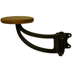 Cast Iron and Wood Machinist Swing Arm Stool