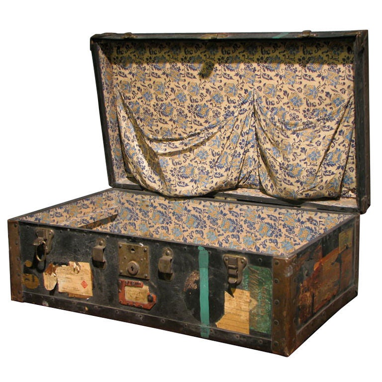 Luggage Trunk Lined in Vintage Floral Fabric