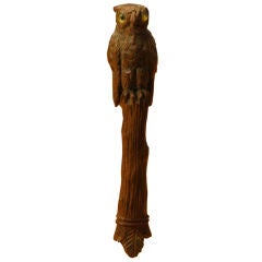 Black Forest German Owl Carving with Glass Eyes