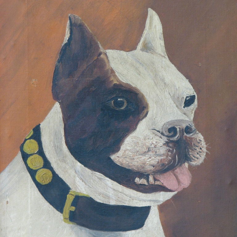 Naive Folk Art Painted Portrait of a Dog In Excellent Condition In New York, NY
