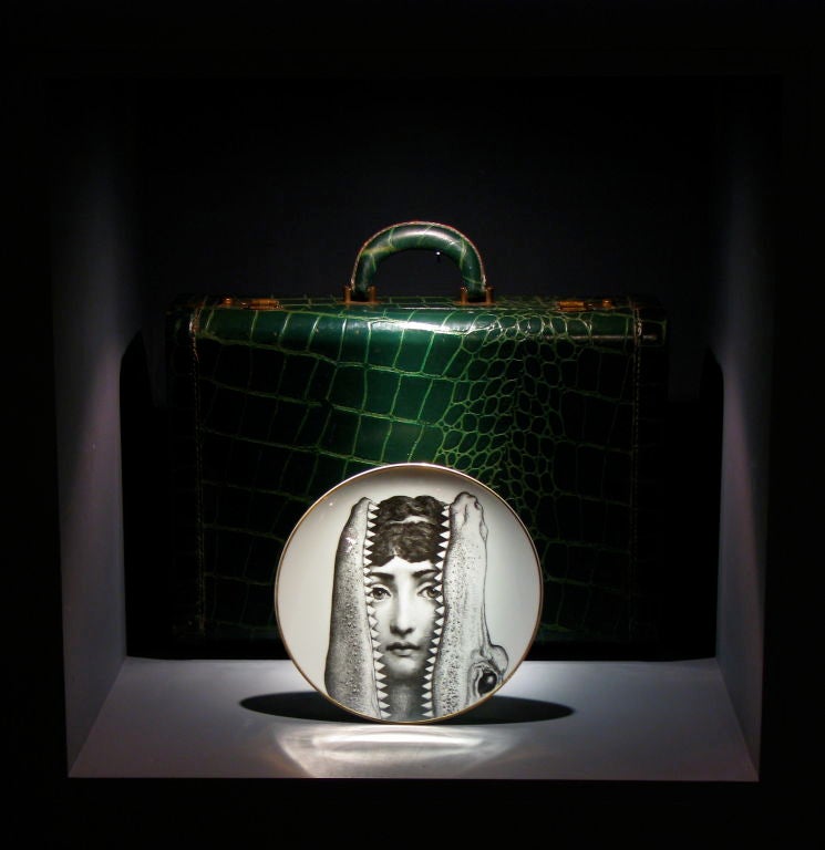 American Emerald Green Crocodile Embossed Leather Luggage Suitcase