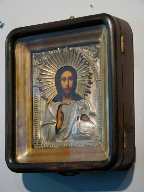 19th Century Russian Icon of Christ Depicted as Ruler of All