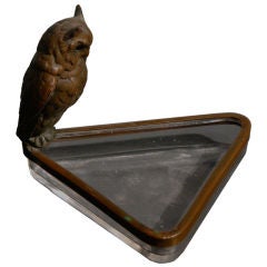 Bronze Horned Owl Triangular Ashtray