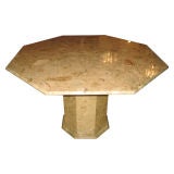 Sculptural Octagonal Pedestal Marble Dining Table