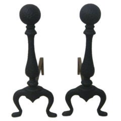 Pair of Hammered Ball Andirons