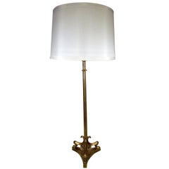 Vintage Single Tall Brass Table Lamp with Sea Shell Details