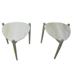 Pair of White Washed Small Oak End / Side Tables
