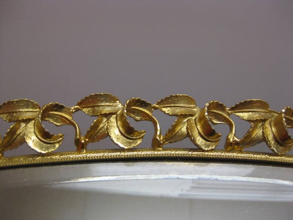 Gold Gilded Oval Hollywood Regency Serving Tray