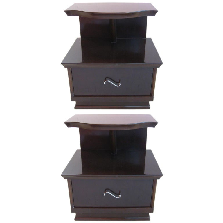 Pair of Exceptional Art Deco Cantilevered Bedside/End Table For Sale