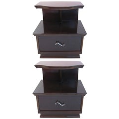Pair of Exceptional Art Deco Cantilevered Bedside/End Table