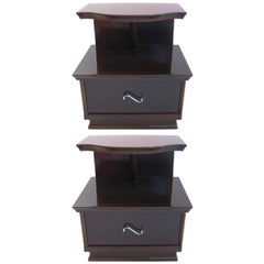 Pair of Exceptional Art Deco Cantilevered Bedside/End Table