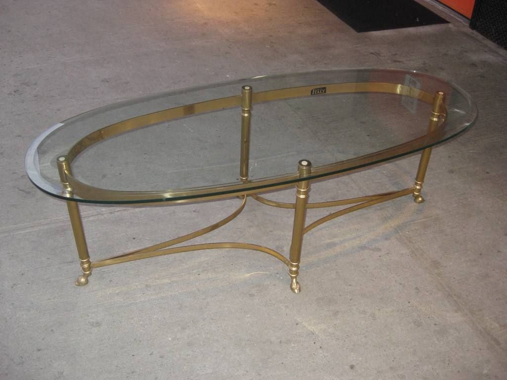LaBarge Large Oval Cocktail Table, This Mid Century Modern, Hollywood Regency Design, La Barge Coffee Table has the Most Inviting and Elegant Feel, With a Narrow Foot Print Yet Long and 1/2