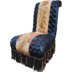 19thC French Napoleon III Tuffted Slipper Chairs