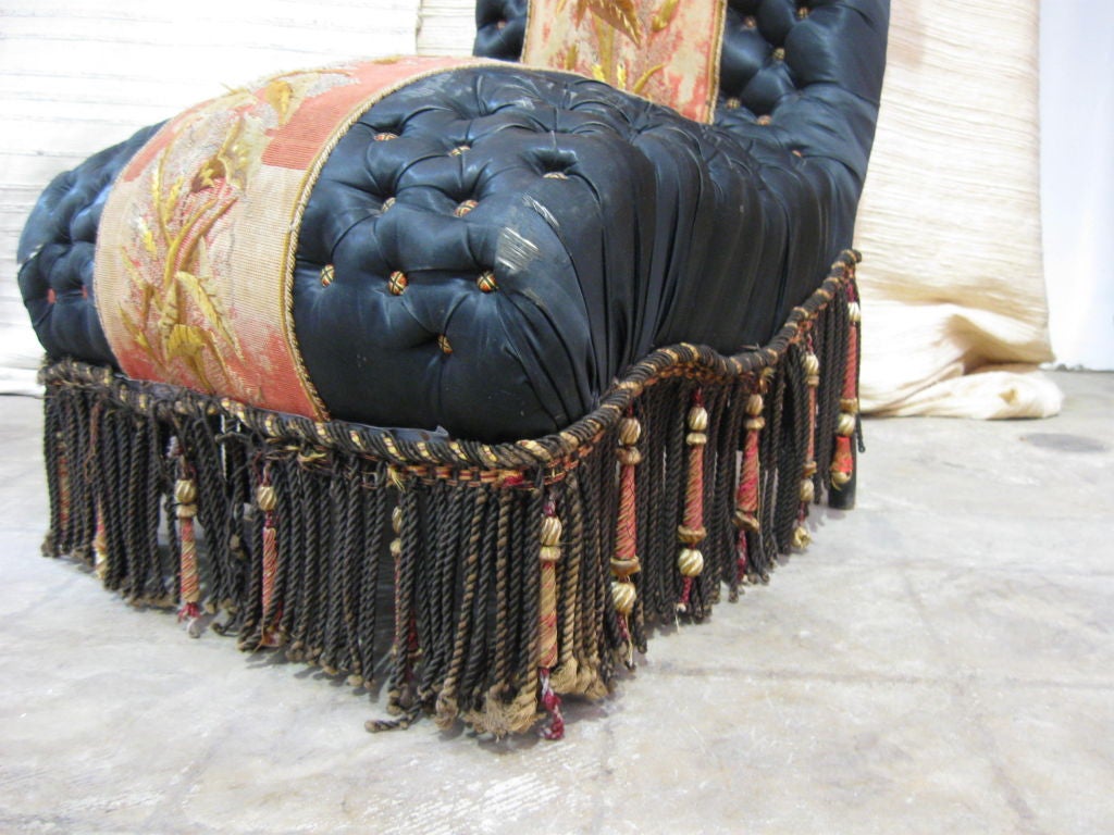 19thC French Napoleon III Tuffted Slipper Chairs