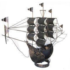 Vintage Pair Italian Metal Boat Lamps