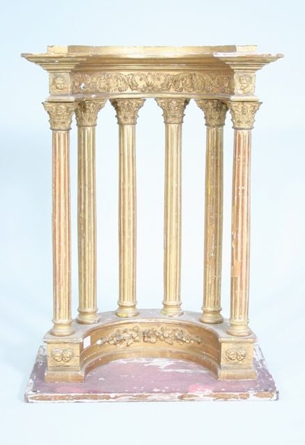 An Italian 19th Century Grand Tour Architectural Carved Giltwood and Composition Model of a Corinthian Temple
