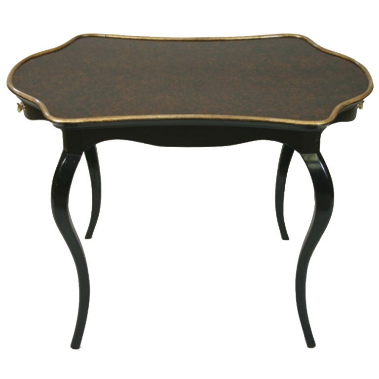 Late 19th Century Shaped Black Lacquer Table For Sale