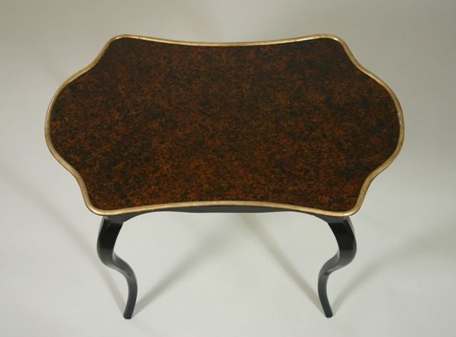 Late 19th Century Shaped Black Lacquer Table In Excellent Condition For Sale In Mississauga, ON