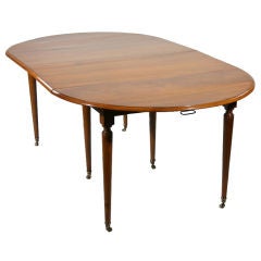 A French Walnut Drop Leaf Extension Dining Table
