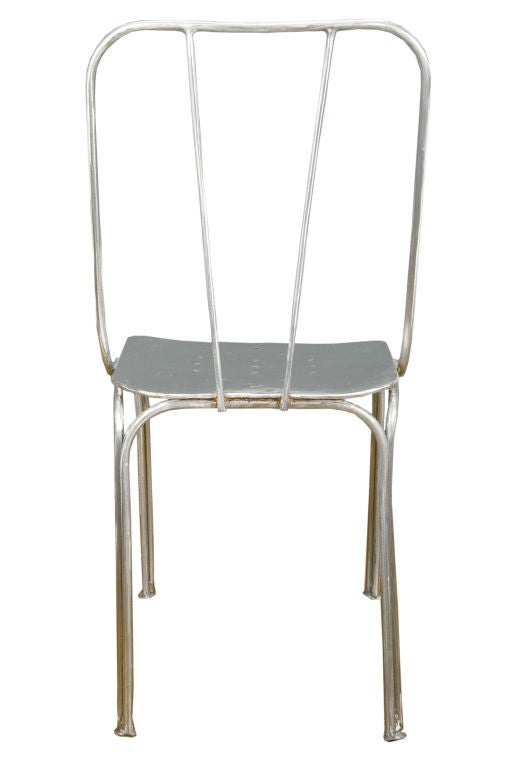 Set of 8 Polished Steel Parisian Parc Chairs