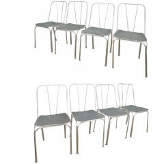 Set of 8 Polished Steel Parisian Parc Chairs