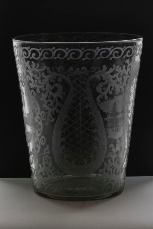 Large 19th century etched glass rinser.
