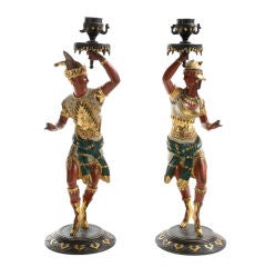 Pair of Austrian Cold Painted Candlesticks